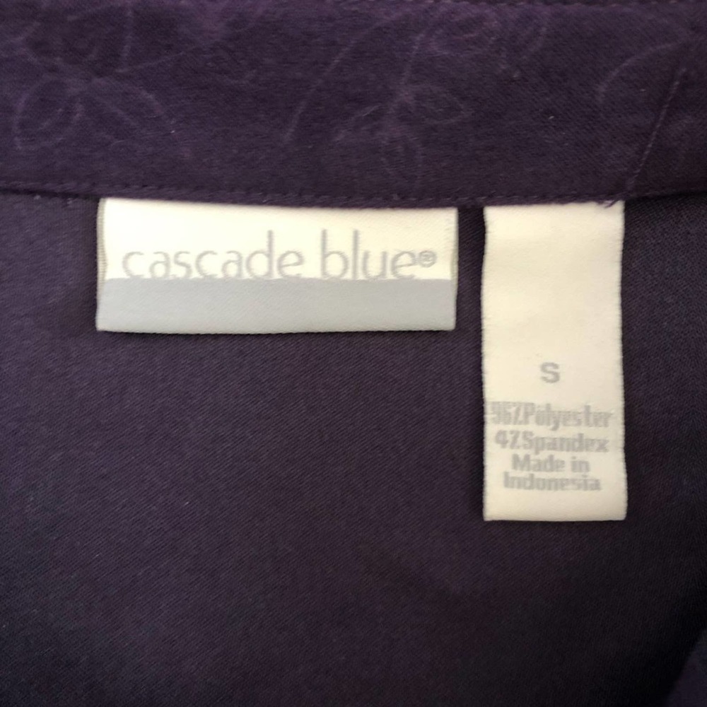 Cascade Blue Purple Floral Embossed Velvet Top - Picture 5 of 10